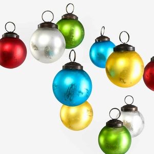 NIB 2" Matt Multicolor Mercury Glass Ornaments, 12